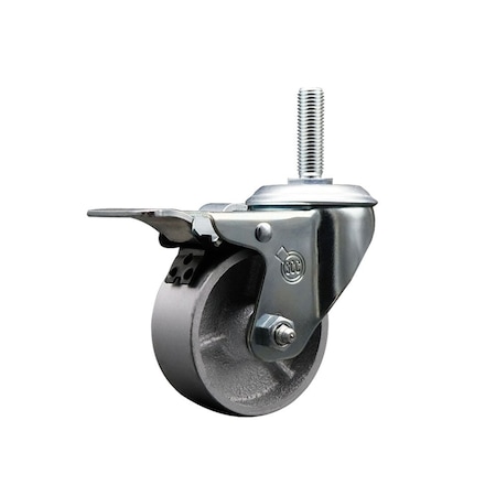 Service Caster 4 Inch Semi Steel Wheel Swivel 34 Inch Threaded Stem Caster Total Lock Brake SCC SCC-TSTTL20S414-SSS-34212